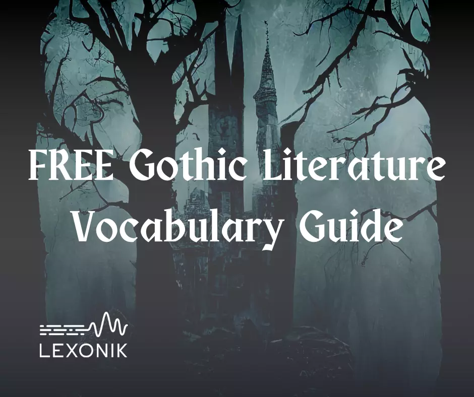 Infographic of a free gothic literature vocabulary guide by Lexonik.