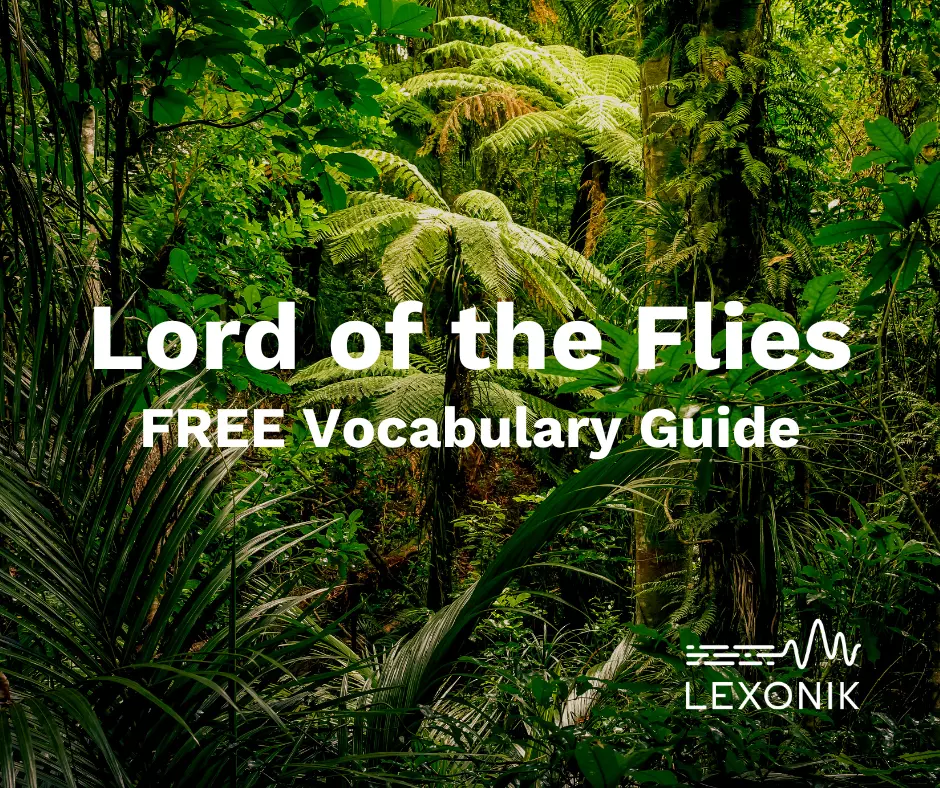 Infographic of a free vocabulary guide for Lord of the Flies