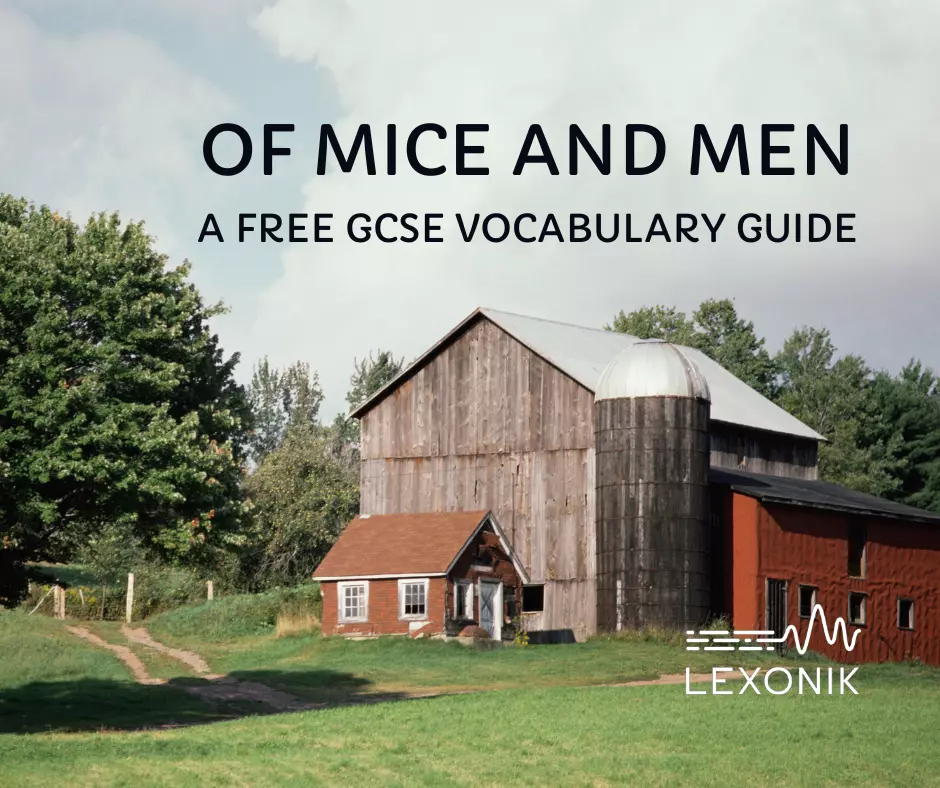 infographic of a free GCSE vocabulary guide for Of Mice And Men