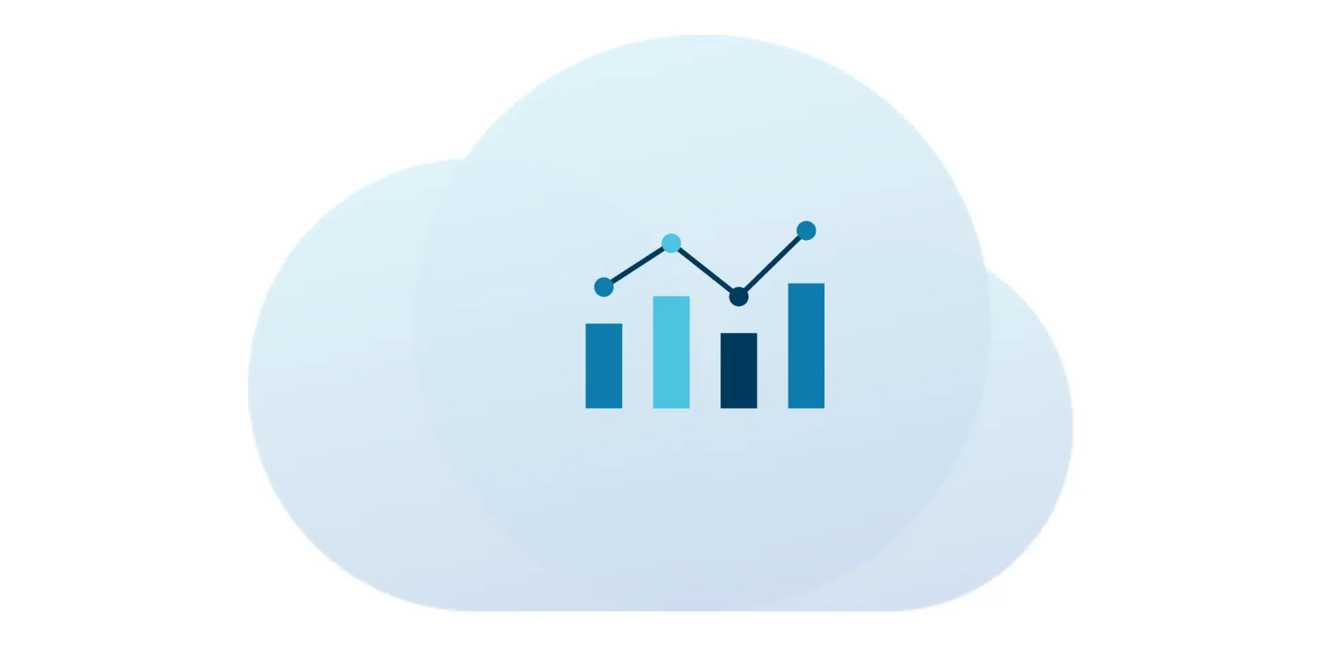 a graphic of a bar chart with data trending upwards atop a cloud