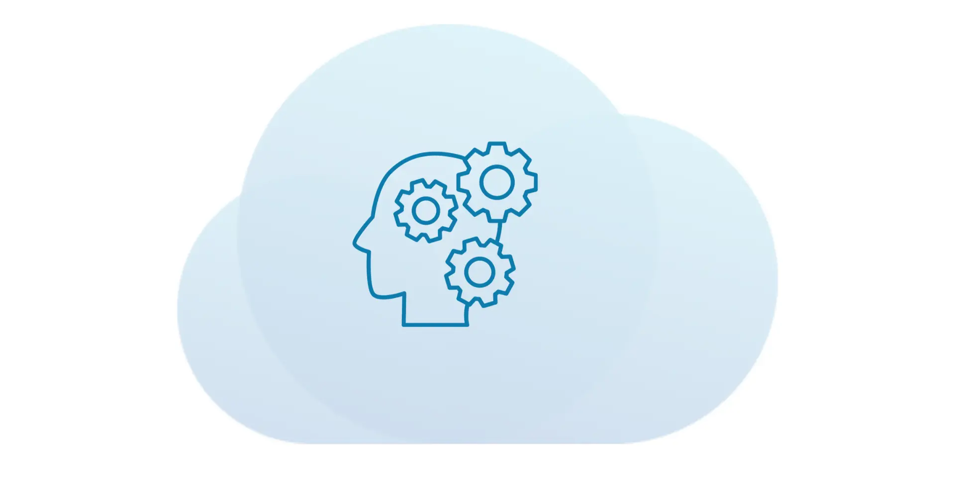 a graphic of a head and the gears turning inside atop a cloud