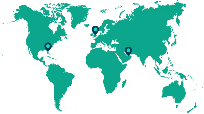 a map of the world with markers in britain america and dubai showing where lexoink programmes are